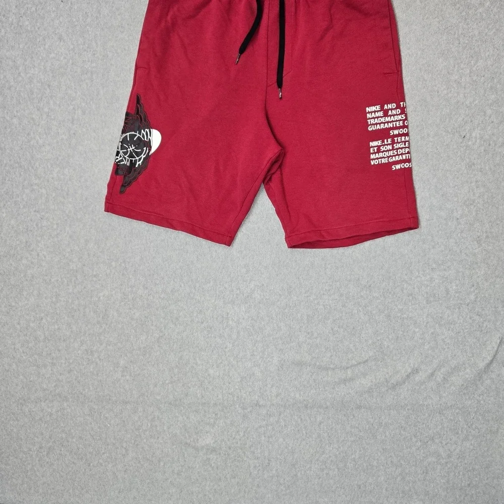 Jordan Men Activewear Shorts M Red Embroidered‎ Sweat Jumpman Wing Logo